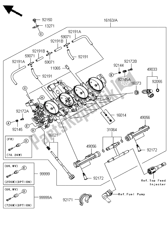 All parts for the Throttle of the Kawasaki Ninja ZX 6R 600 2007