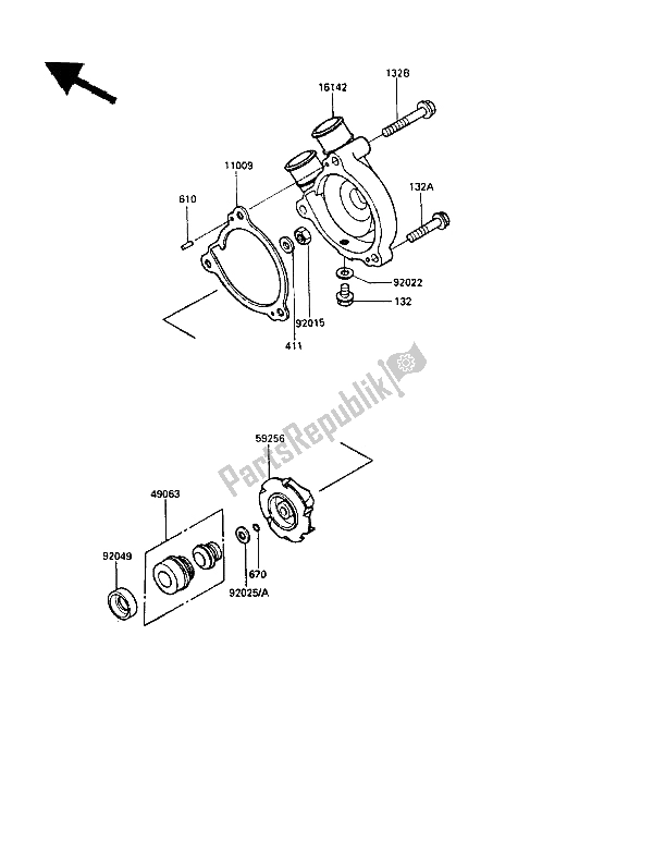 Tutte le parti per il Pompa Dell'acqua del Kawasaki KLR 250 1987