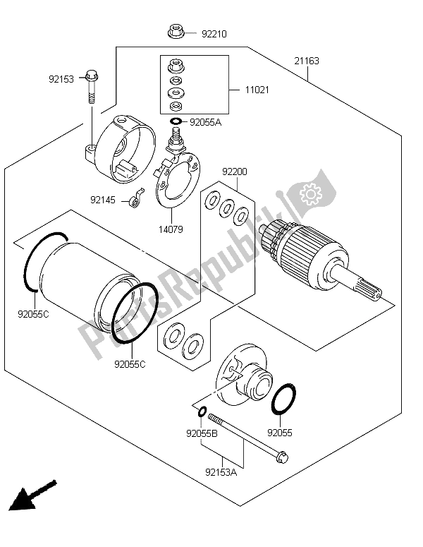 All parts for the Starter Motor of the Kawasaki KFX 400 2006