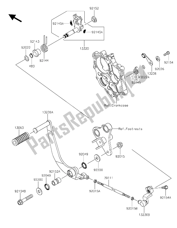 Todas as partes de Mecanismo De Mudança De Marcha do Kawasaki Vulcan S ABS 650 2015