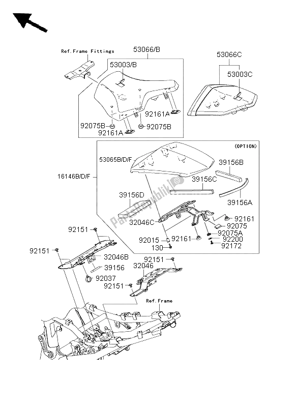 Tutte le parti per il Posto A Sedere del Kawasaki Z 1000 ABS 2008
