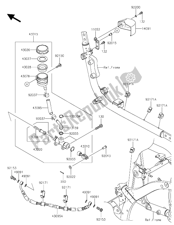 All parts for the Rear Master Cylinder of the Kawasaki VN 900 Custom 2015