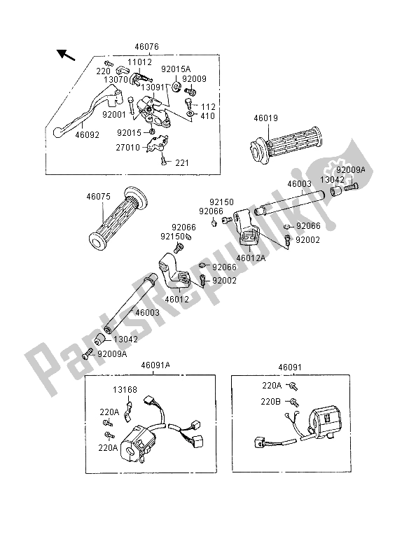 Tutte le parti per il Manubrio del Kawasaki GPX 600R 1995