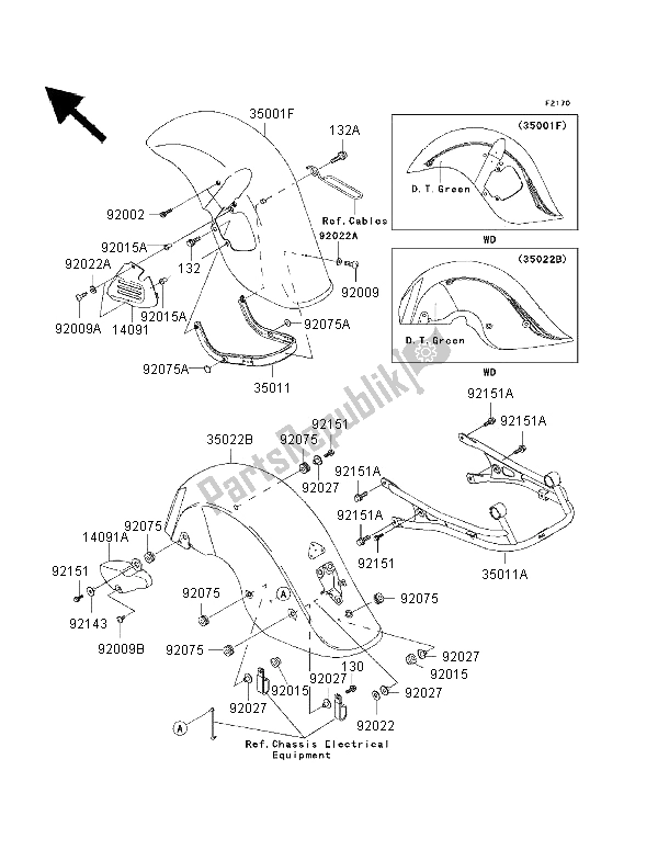 All parts for the Fenders of the Kawasaki VN 1500 Drifter 2000