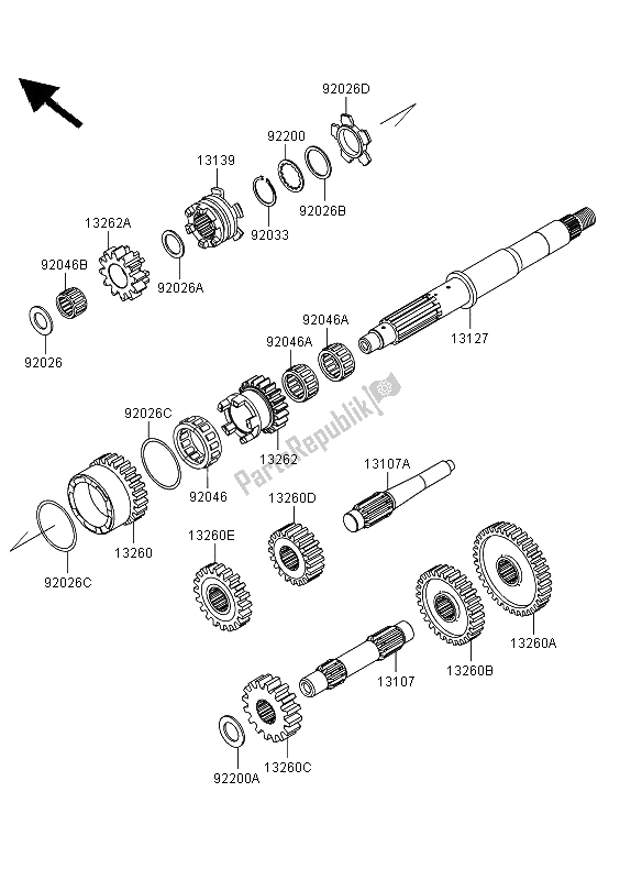 All parts for the Transmission of the Kawasaki KVF 360 4X4 2011