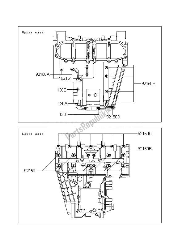 Tutte le parti per il Modello Del Bullone Del Basamento del Kawasaki ZZR 600 2006