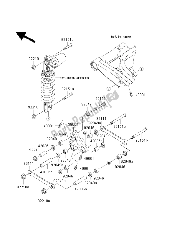 Todas las partes para Suspensión de Kawasaki Ninja ZX 9R 900 2003