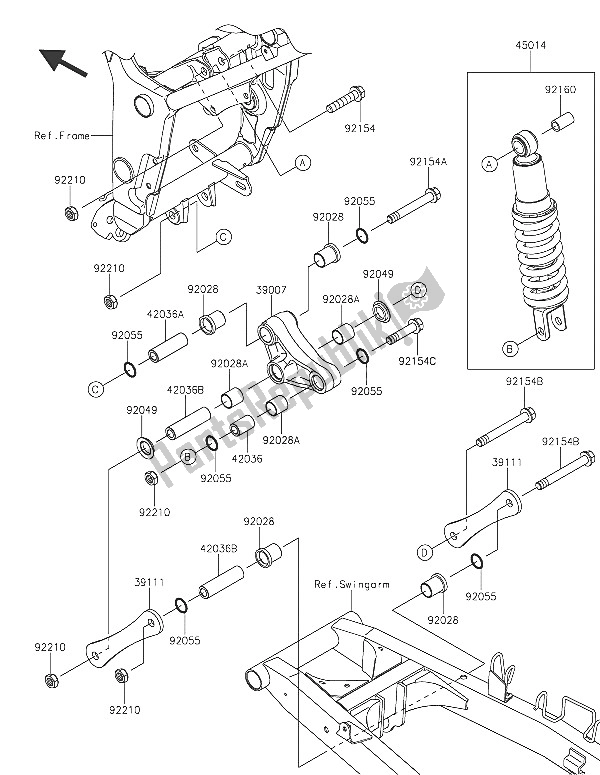 Tutte le parti per il Sospensione E Ammortizzatore del Kawasaki Z 300 2016