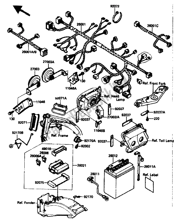 All parts for the Electrical Equipment of the Kawasaki ZX 10 1000 1988