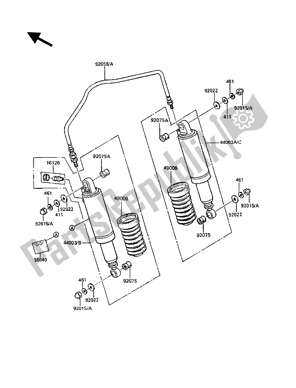 Alle onderdelen voor de Ophanging En Schokdemper van de Kawasaki GT 550 1988