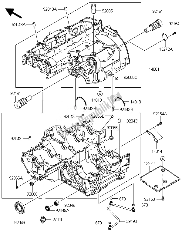 Todas las partes para Caja Del Cigüeñal de Kawasaki ZX 1000 SX 2014