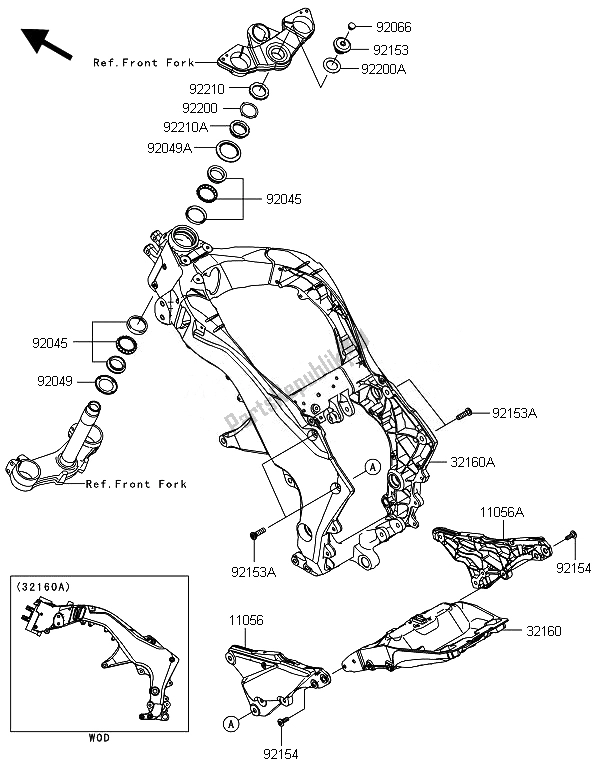 Toutes les pièces pour le Cadre du Kawasaki ZX 1000 SX 2014