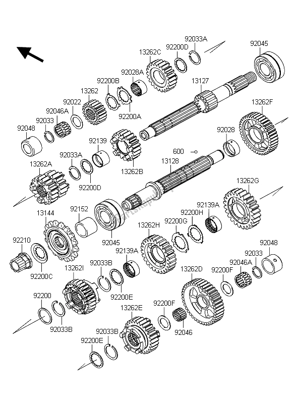 Toutes les pièces pour le Transmission du Kawasaki Z 1000 ABS 2011