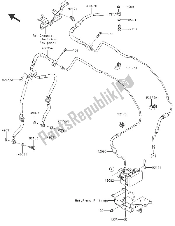 All parts for the Brake Piping of the Kawasaki Z 1000 ABS 2016