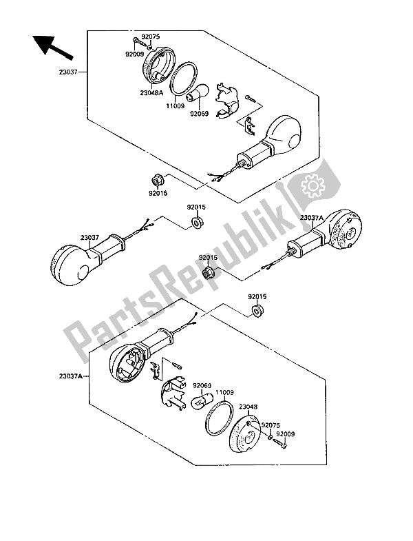 Tutte le parti per il Indicatori Di Direzione del Kawasaki EL 250 1989