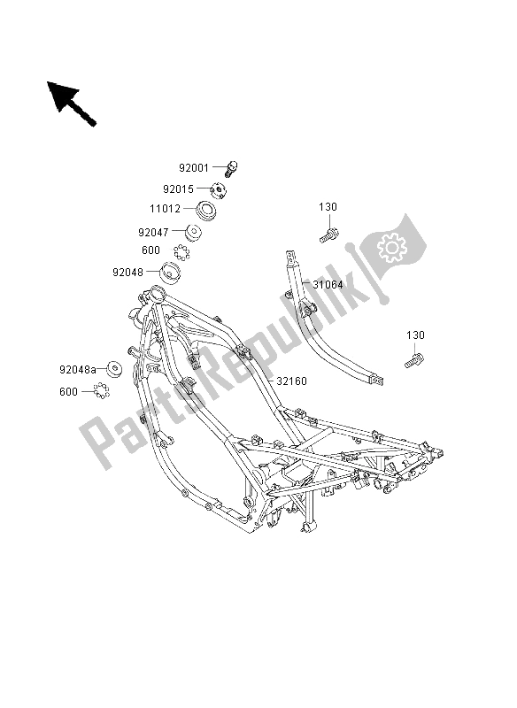 Tutte le parti per il Telaio del Kawasaki GPZ 500S 2003