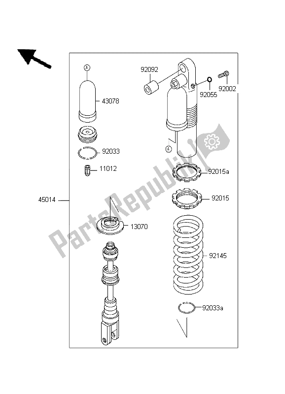 Todas as partes de Amortecedor do Kawasaki D Tracker 125 1999