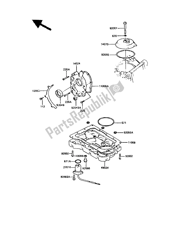 Toutes les pièces pour le Couvercle De Reniflard Et Carter D'huile du Kawasaki GPZ 550 1987