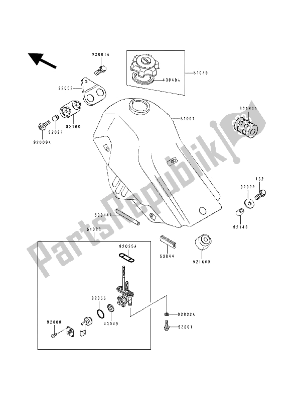 Todas las partes para Depósito De Combustible de Kawasaki KDX 250 1991