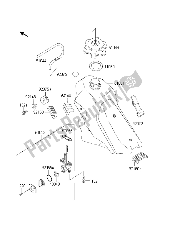 All parts for the Fuel Tank of the Kawasaki KLX 300R 2002