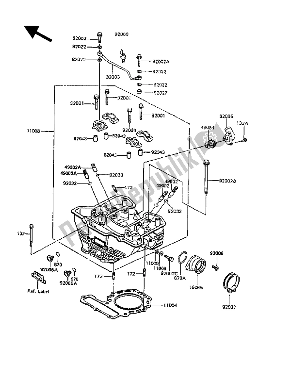 Toutes les pièces pour le Culasse du Kawasaki KLR 600 1989