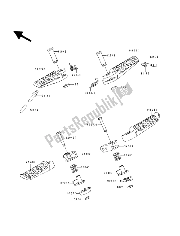 All parts for the Footrests of the Kawasaki GPX 250R 1992