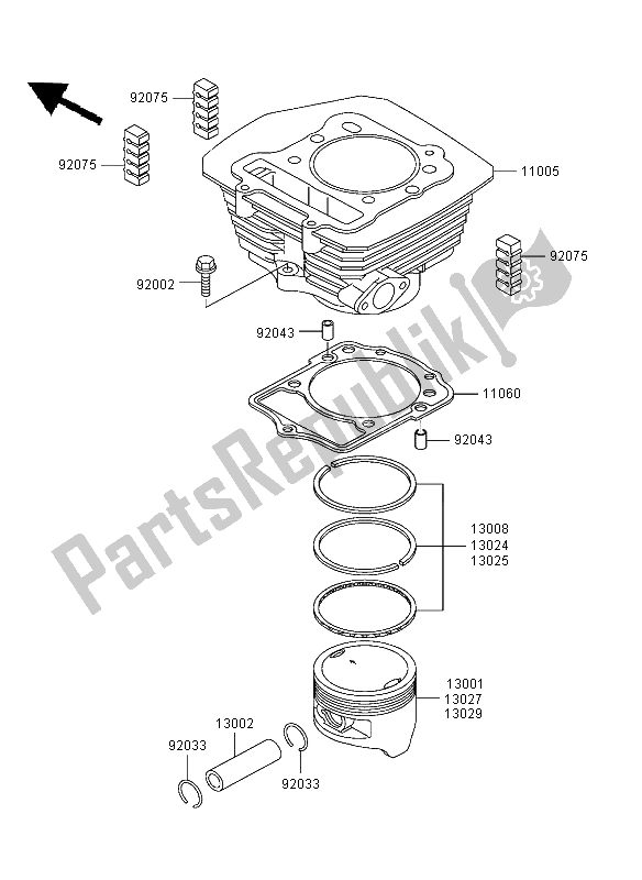 Wszystkie części do Cylinder I T? Ok Kawasaki KLF 300 2003