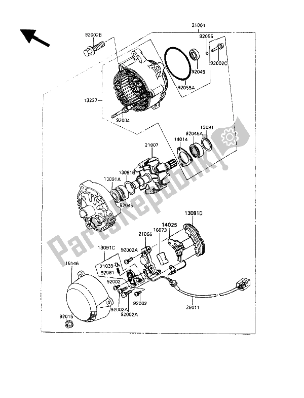 All parts for the Generator of the Kawasaki ZZ R 1100 1992