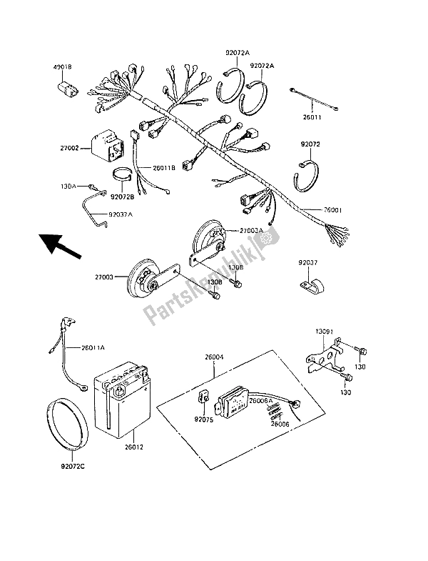 All parts for the Chassis Electrical Equipment of the Kawasaki GPZ 305 Belt Drive 1989