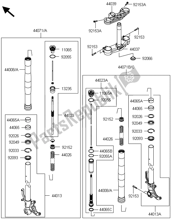 Tutte le parti per il Forcella Anteriore del Kawasaki Ninja ZX 6R ABS 600 2013