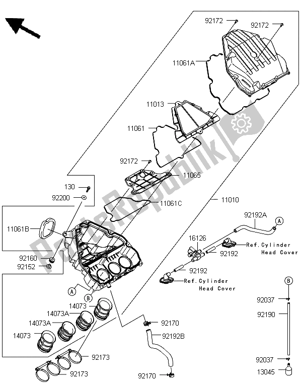 All parts for the Air Cleaner of the Kawasaki Versys 1000 2012