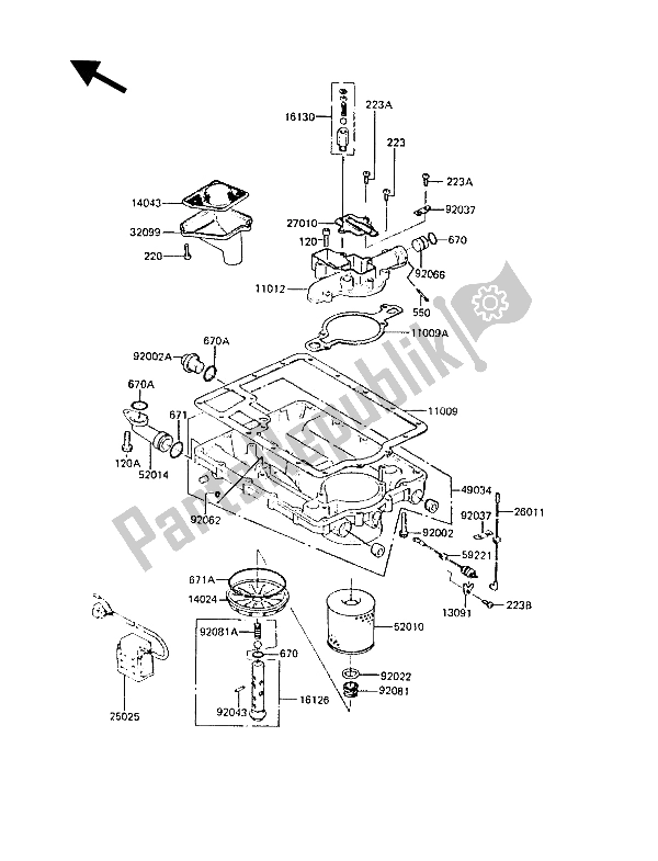 Tutte le parti per il Coppa Dell'olio E Filtro Dell'olio del Kawasaki Z 1300 1988