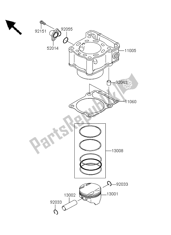 All parts for the Cylinder & Piston(s) of the Kawasaki KLX 250 2012