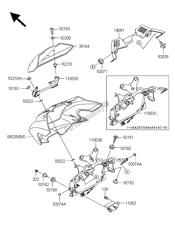 Tutte le parti per il Cuffia del Kawasaki Z 1000 2003