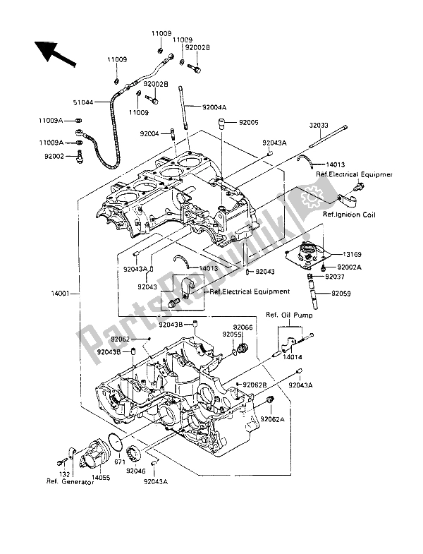 All parts for the Crankcase of the Kawasaki GPX 600R 1989