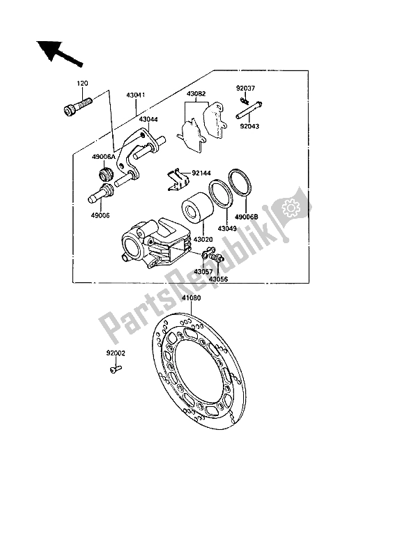 Tutte le parti per il Freno Anteriore del Kawasaki KLR 500 1987