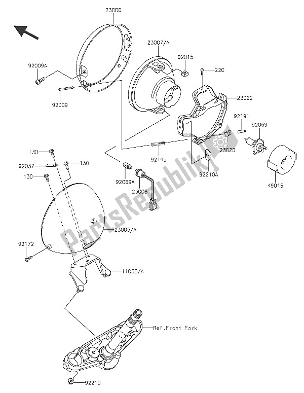 All parts for the Headlight(s) of the Kawasaki Vulcan 900 Classic 2016