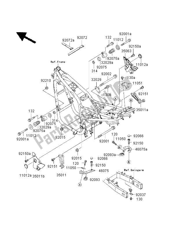 All parts for the Frame Fittings of the Kawasaki ZR 7 750 2003