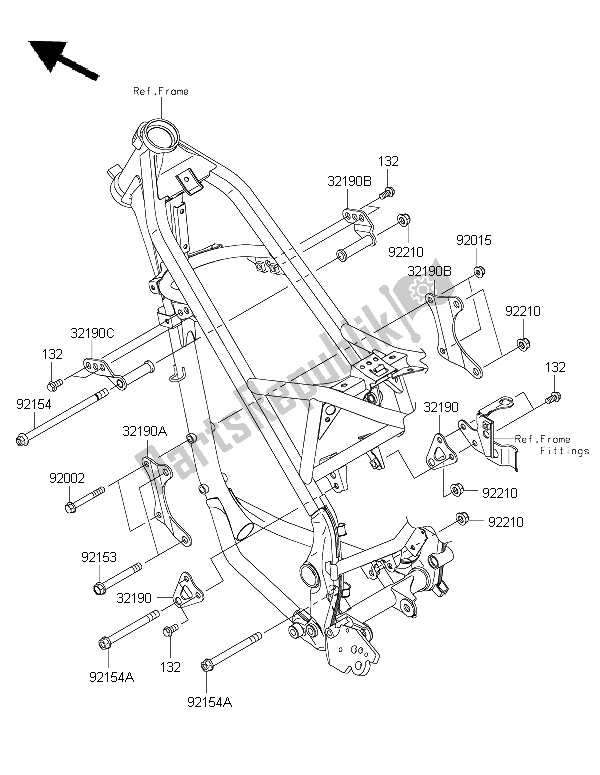 Tutte le parti per il Supporto Del Motore del Kawasaki KLX 125 2015