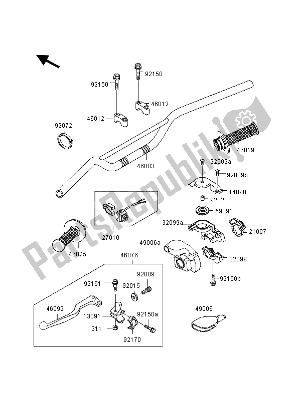 Todas las partes para Manillar de Kawasaki KX 125 2000