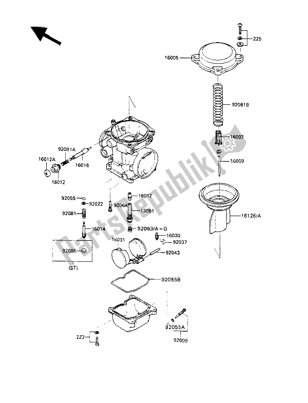 All parts for the Carburetor Parts of the Kawasaki GPX 600R 1988