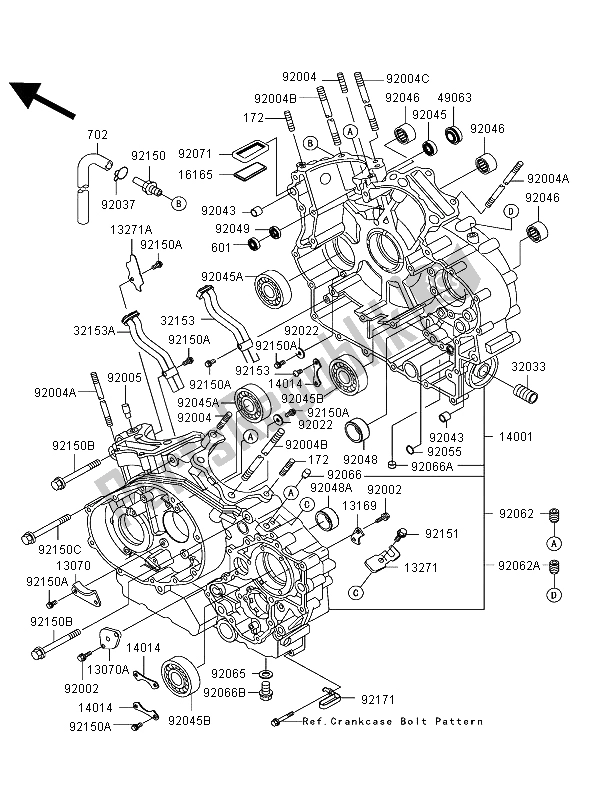Todas as partes de Bloco Do Motor do Kawasaki VN 1500 Mean Streak 2003