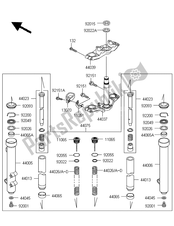 All parts for the Front Fork of the Kawasaki KX 65 2006