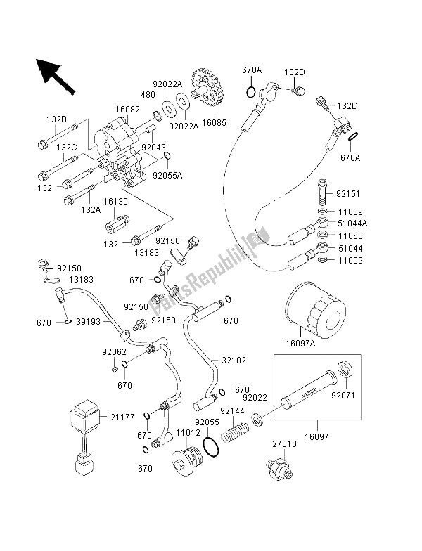 All parts for the Oil Pump of the Kawasaki VN 1500 Classic Tourer FI 2001