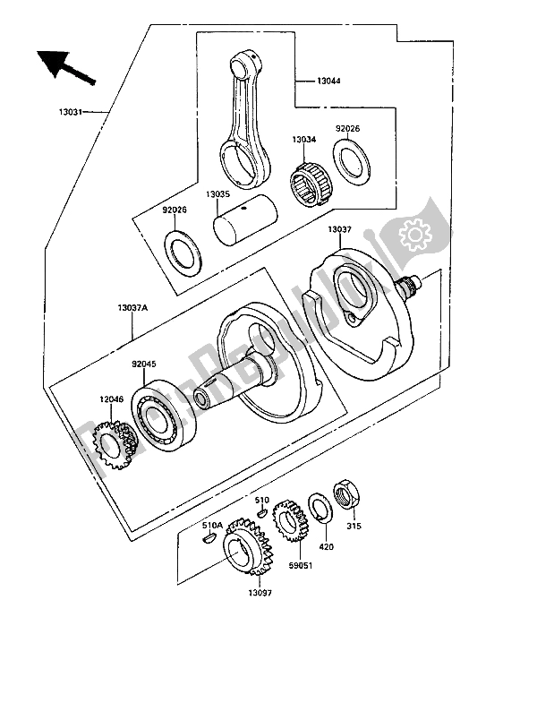 All parts for the Crankshaft (1) of the Kawasaki KLR 250 1988