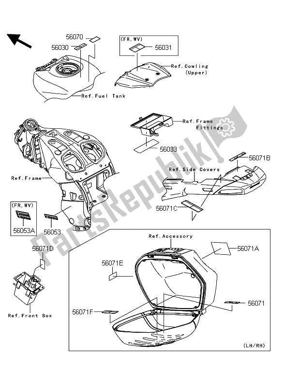 All parts for the Labels of the Kawasaki 1400 GTR ABS 2010