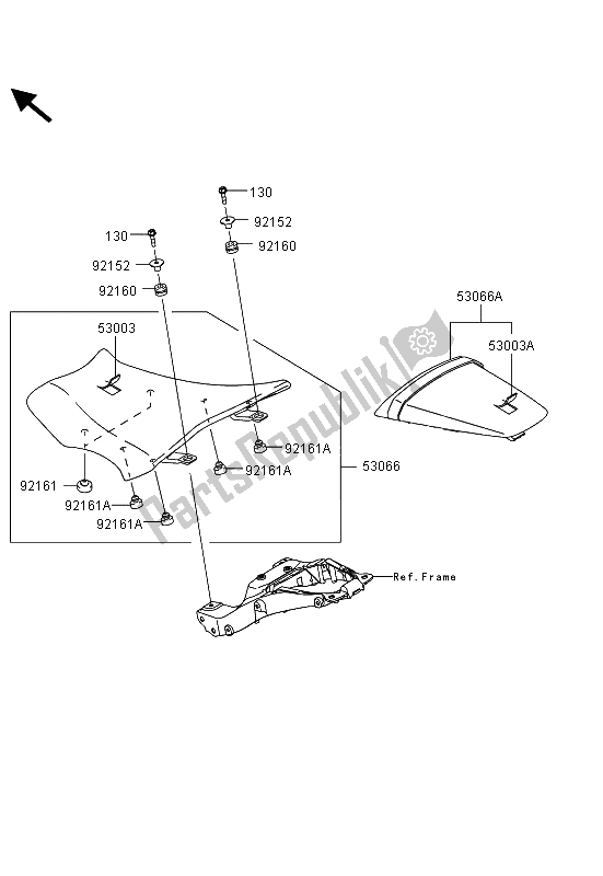 Todas as partes de Assento do Kawasaki Ninja ZX 10R 1000 2013