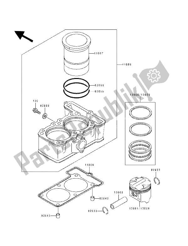 Tutte le parti per il Cilindro E Pistone del Kawasaki EL 250D 1991