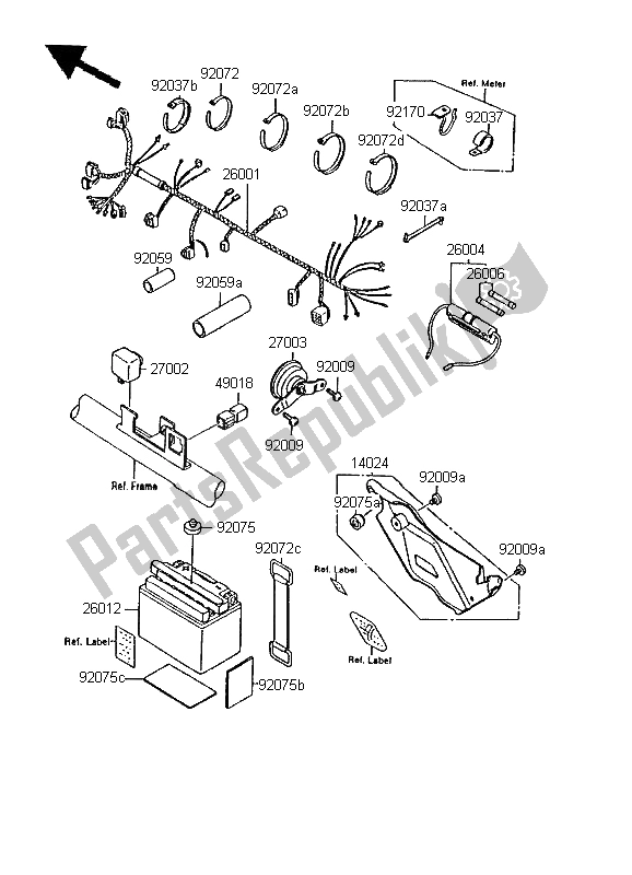 Alle onderdelen voor de Chassis Elektrische Apparatuur van de Kawasaki KMX 125 LW 1995