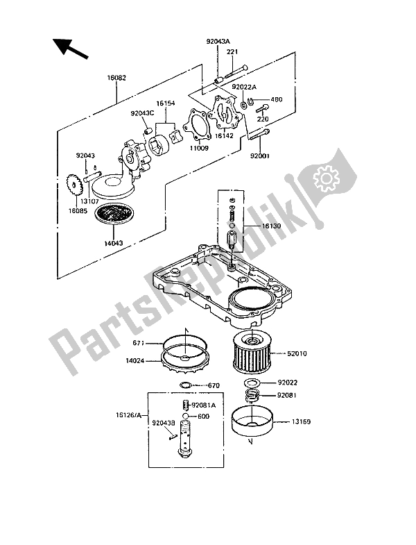 All parts for the Oil Pump of the Kawasaki GT 550 1986